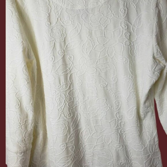 Coldwater Creek Womens Textured Floral Zip-Up Jacket Cream Size Medium - Picture 3 of 12